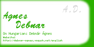 agnes debnar business card